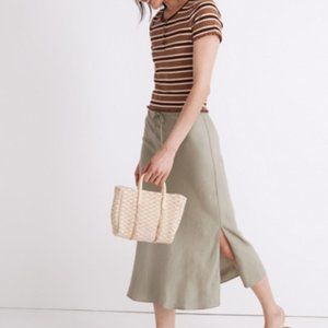 Sage green linen blend slip skirt